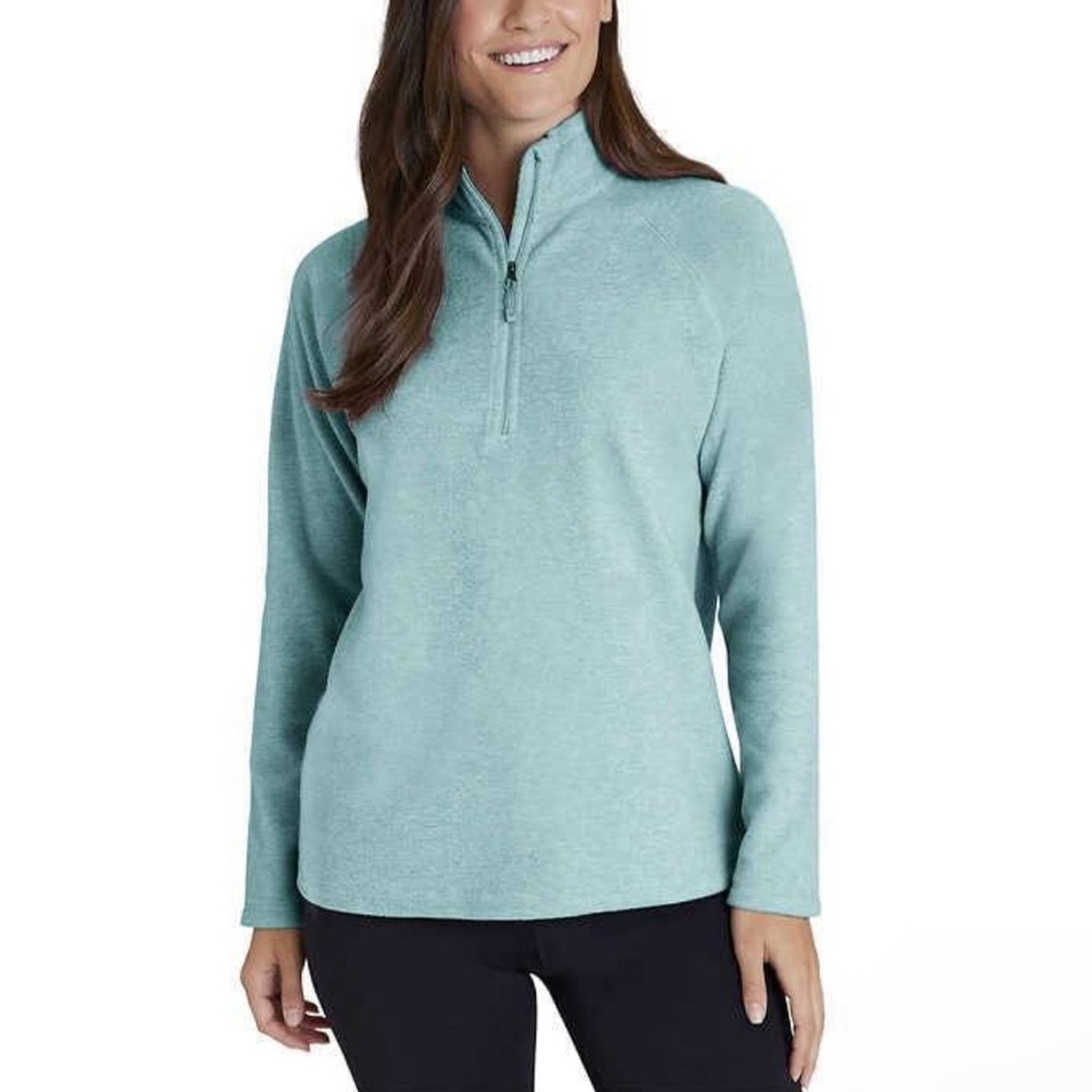 Eddie Bauer Quarter Zip Fleece Sweatshirt Size Large Light Blue